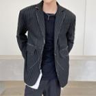 Pinstriped Distressed Blazer