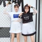 Long-sleeve Sheer Panel T-shirt