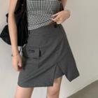 High-waist Split Asymmetric Skirt
