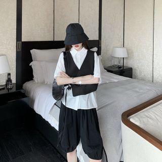 Plain Elbow-sleeve Shirt / Vest / Shorts