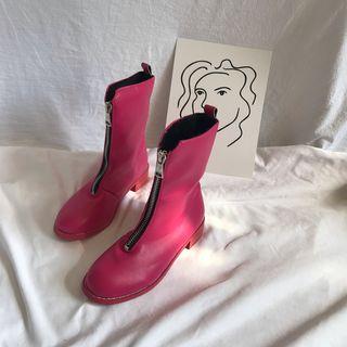 Faux Leather Zip Mid-calf Boots