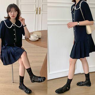 Shirtwaist Mini Pleat Dress
