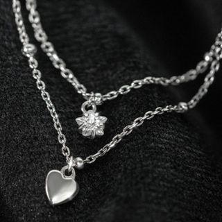 Rhinestone Pendant Layered Choker 1 Pc - Rhinestone Pendant Layered Choker - One Size