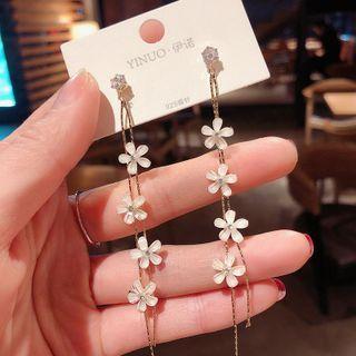 Flower Alloy Fringed Earring 1 Pair - White & Gold - One Size