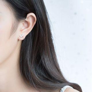 925 Sterling Silver Rhinestone Butterfly Ear Cuff