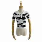 Short-sleeve Print Knit Polo Shirt