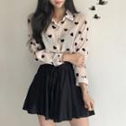 Heart Print Shirt / Flared Skirt