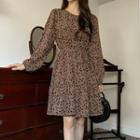 Leopard Tiered Dress With Cord