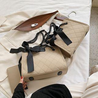 Ribbon Faux Leather Tote Bag