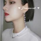 Rhinestone Snowflake Fringed Earring 1 Pair - Long Zircon Flower - 925 Silver - One Size
