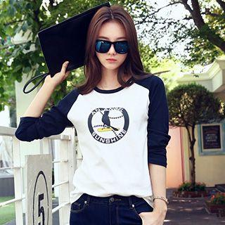 Printed Long Sleeve Baseball T-shirt