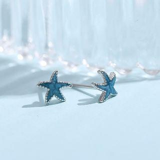Rhinestone Star Stud Earring W3203 - 1 Pair - Blue - One Size
