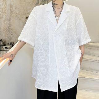 Floral Pattern Sheer Short-sleeve Blazer