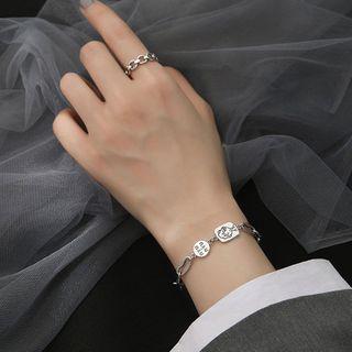 Lettering Disc Chain Bracelet Silver - One Size