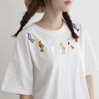 Bird Printed Short-sleeve T-shirt