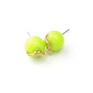 Moustache Stud Earrings Green - One Size