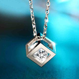 925 Silver Rhinestone Cube Necklace