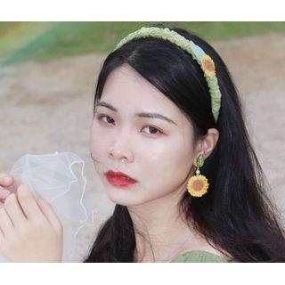 Faux Pearl Sunflower Dangle Earring