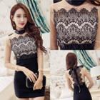 Bow Back Lace Panel Bodycon Dress