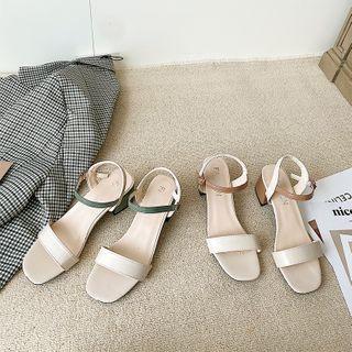 Two-tone Chunky Heel Sandals