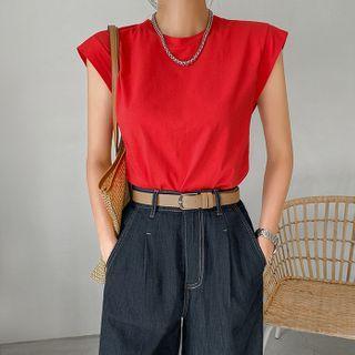 Crewneck Cap-sleeve T-shirt