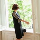 3/4-sleeve Floral Shift Dress
