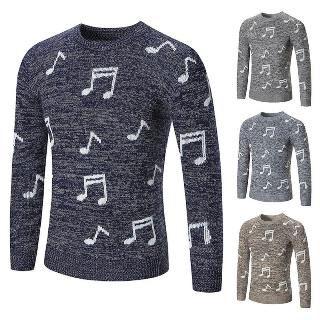Round Neck Musical Note Sweater