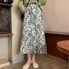 High-waist Print A-line Midi Skirt