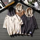 Two-tone Hooded Short-sleeve T-shirt