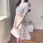 Sweetheart-neck Floral Dress