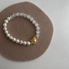 Sterling Silver Faux Pearl Tiger Bracelet White & Gold - One Size