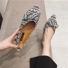 Patterned Faux Leather Pointed Flats