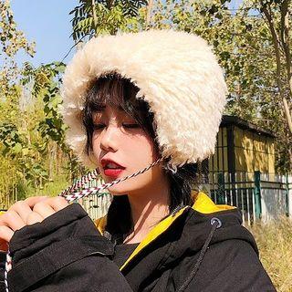 Furry Bonnet Hat Black - One Size