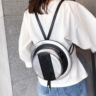 Round Faux-leather Backpack