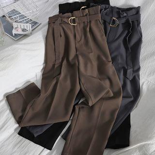 Belted Wide Leg Dress Pants