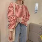 Striped Loose-fit Sweatshirt - 3 Colors