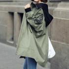 Embroidery Hooded Zipped Long Jacket