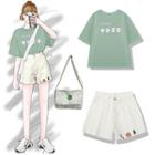 Cat Print Short-sleeve T-shirt / Shorts