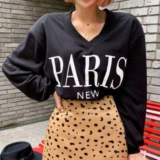 Paris Printed V-neck Sweatshirt