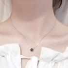 925 Sterling Silver Faux Crystal Cat Pendant Necklace