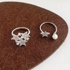 Star Alloy Open Ring / Faux Pearl Star Alloy Open Ring
