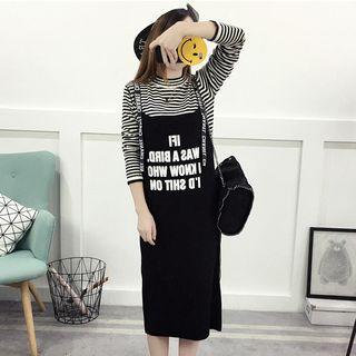 Lettering Knit Pinafore Dress