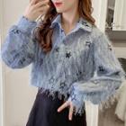 Long-sleeve Feathered Star Patterned Shirt
