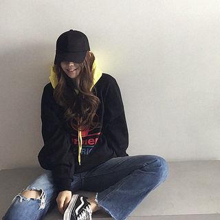 Multicolor Lettering Cotton Hoodie