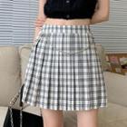 Chained Plaid A-line Skirt