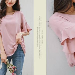 Ruffled Flare-sleeve Blouse