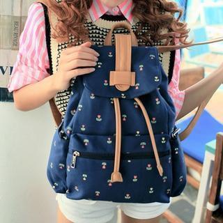Floral Print Canvas Backpack