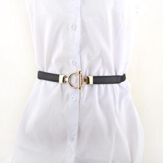 Elastic Faux Leather Slim Belt