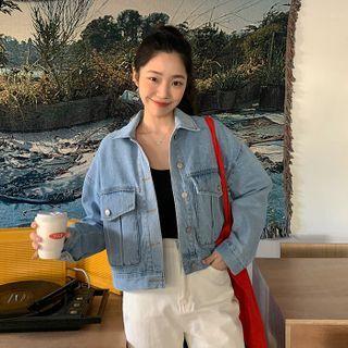 Denim Short Trucker Jacket Light Blue - One Size
