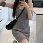 Cold Shoulder Mini Sheath Knit Dress